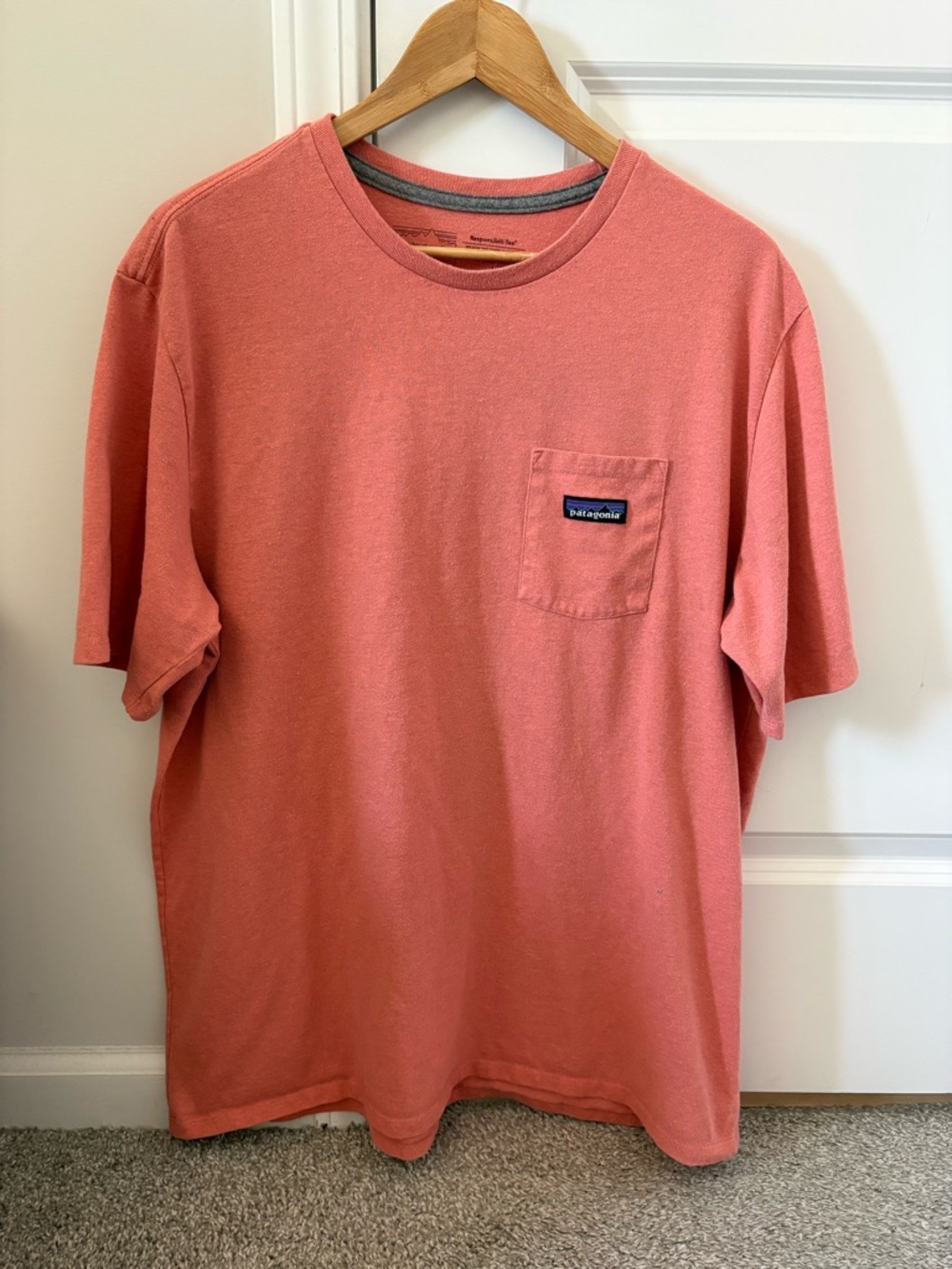 Patagonia Men’s Short-Sleeve Pocket Responsibilli T-Shirt — Coral XL